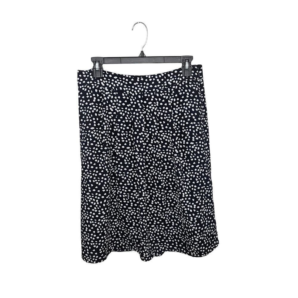 Banana Republic Navy & White Polka Dot Skirt Below the Knee Size 8 Medium